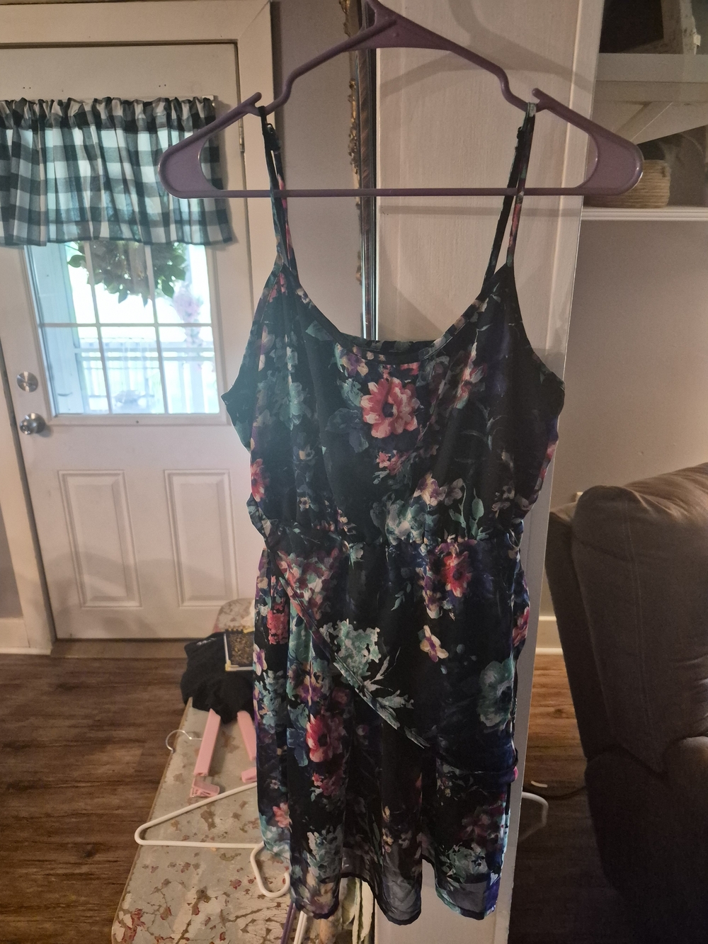 Band of Gypsies Navy Floral Spaghetti Strap Dress